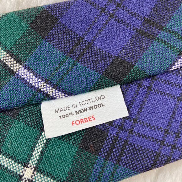 Tartan Plaid 100% New Wool Necktie - Made In Scotland Blue Green - Picture 7 of 7